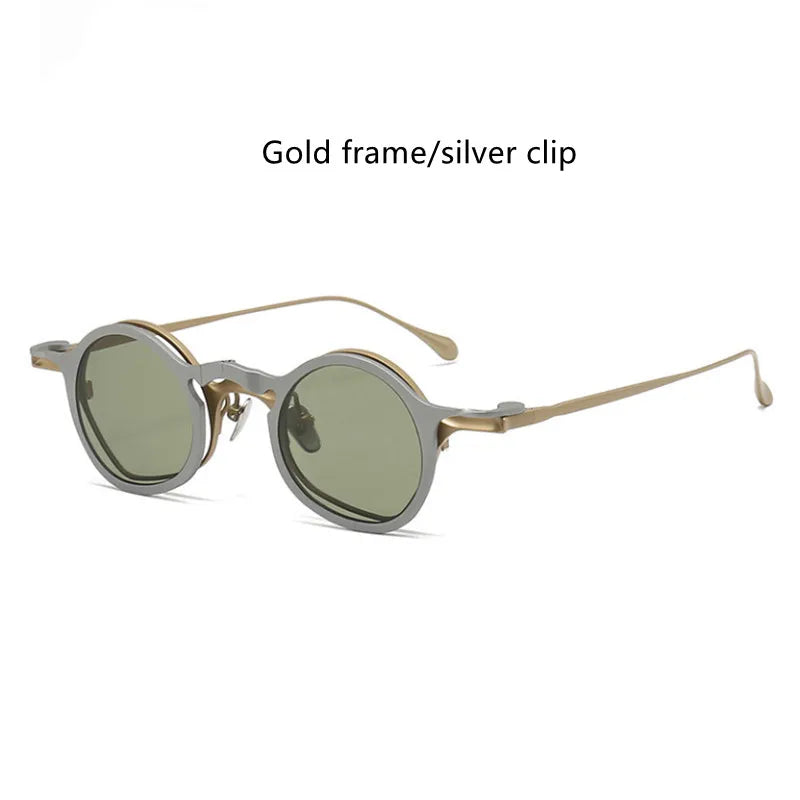 Top Quality Pure Titanium With Magnet Clip On Sunglasses Glasses For Men Women Ultra Light France Designer Round Eyewear Frame