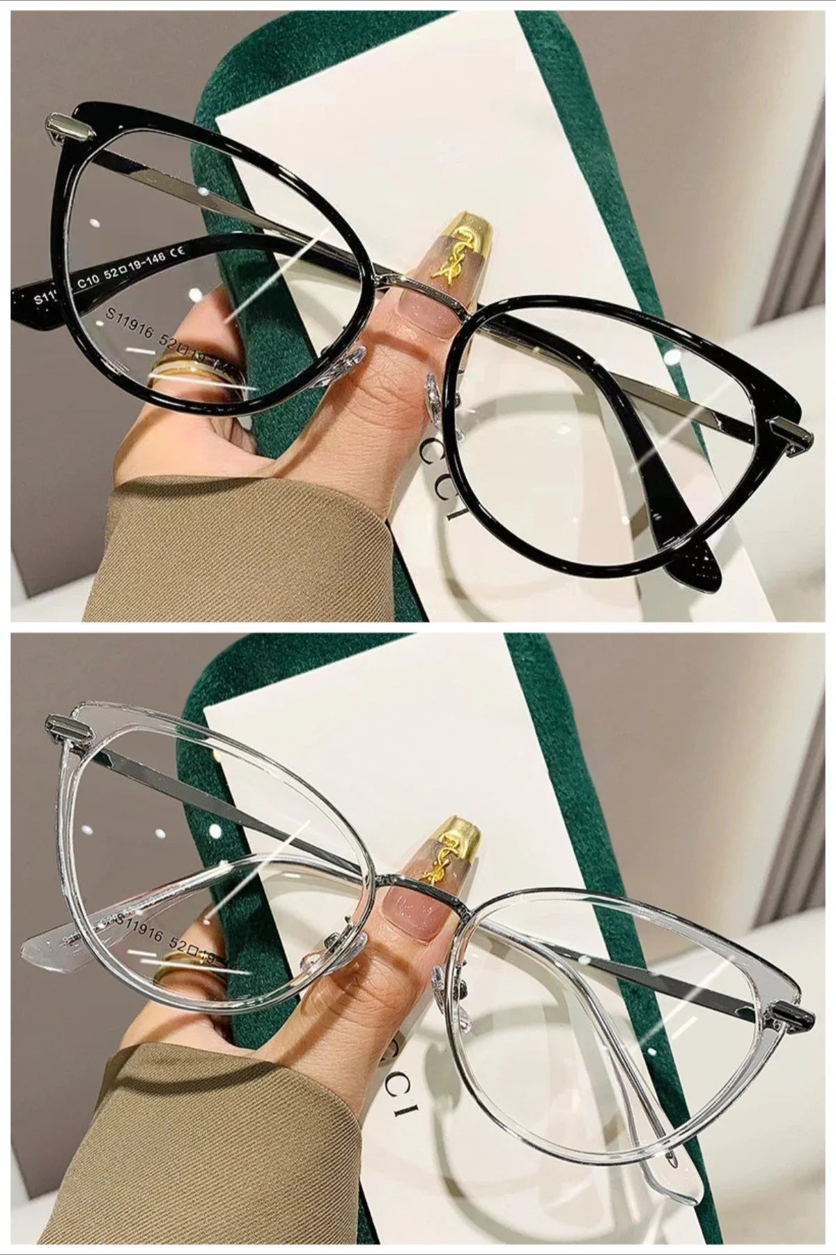 2PCS Cat Eye Frame Glasses Women Anti Blue Light  Glasses Retro Optical Glasses