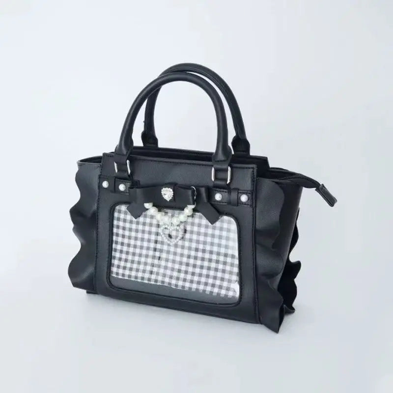 Harajuku Square Pink Ita Bag Women New Japanese Pearl Handle Messenger Bag Wallet Female Sweet Cute Crossbody Bags Aesthetic