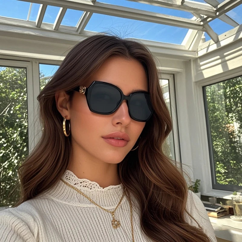 JUNCTURE Polarized Women Sunglasses Fashion Cat Eye Sun Glasses Big Frame Purple Gradient Lady Glasses Sunglasses for Women