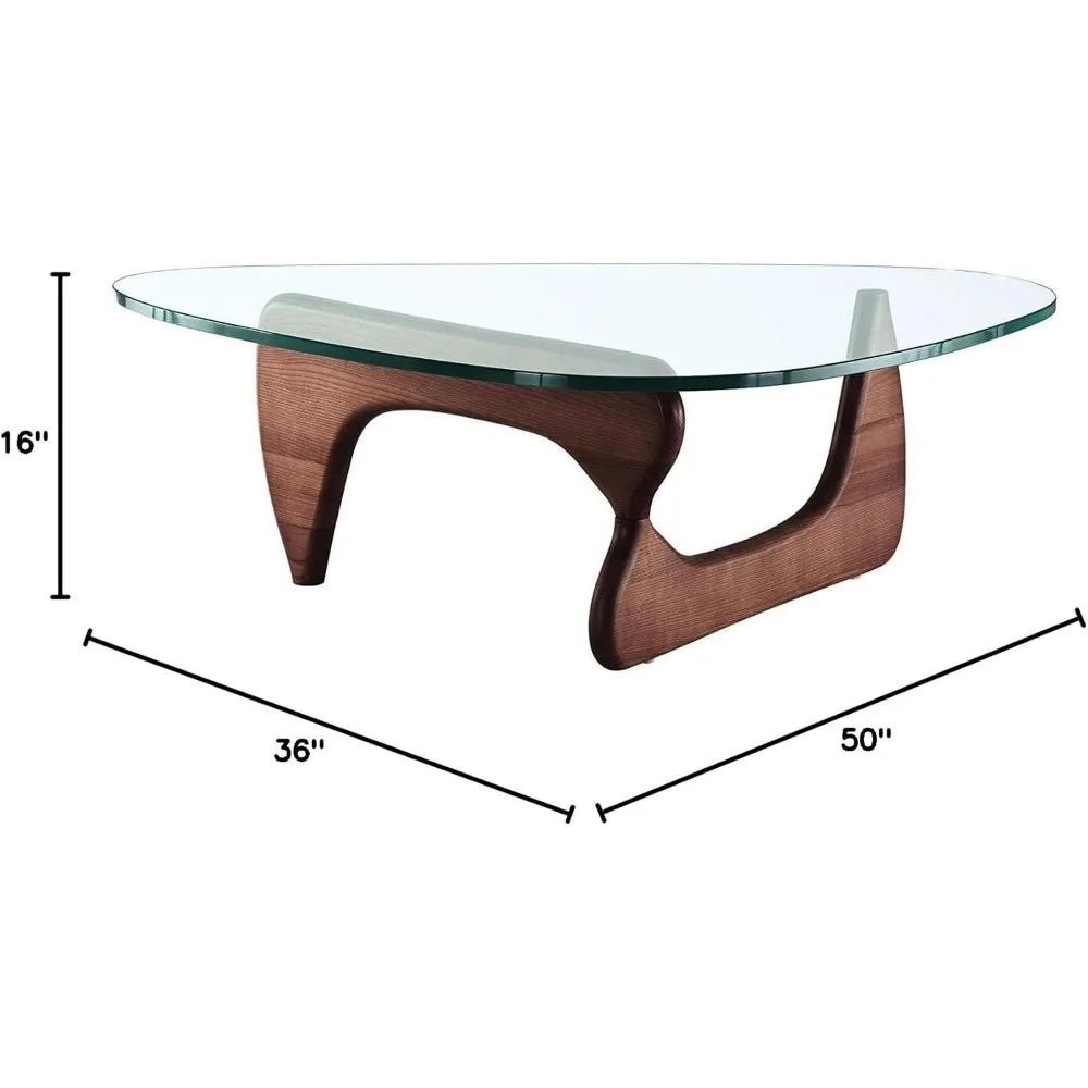 eMod - Noguchi Triangle Coffee Table Glass Top (Walnut)