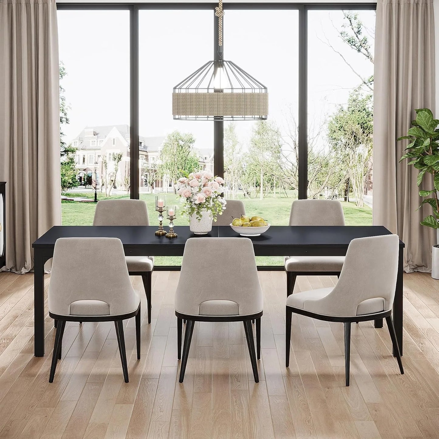 78.7 Inches Long Dining Table for 6-8 Person, Large Rectangle Wood Dining Table, Dinner Table (Only Table) (Black)