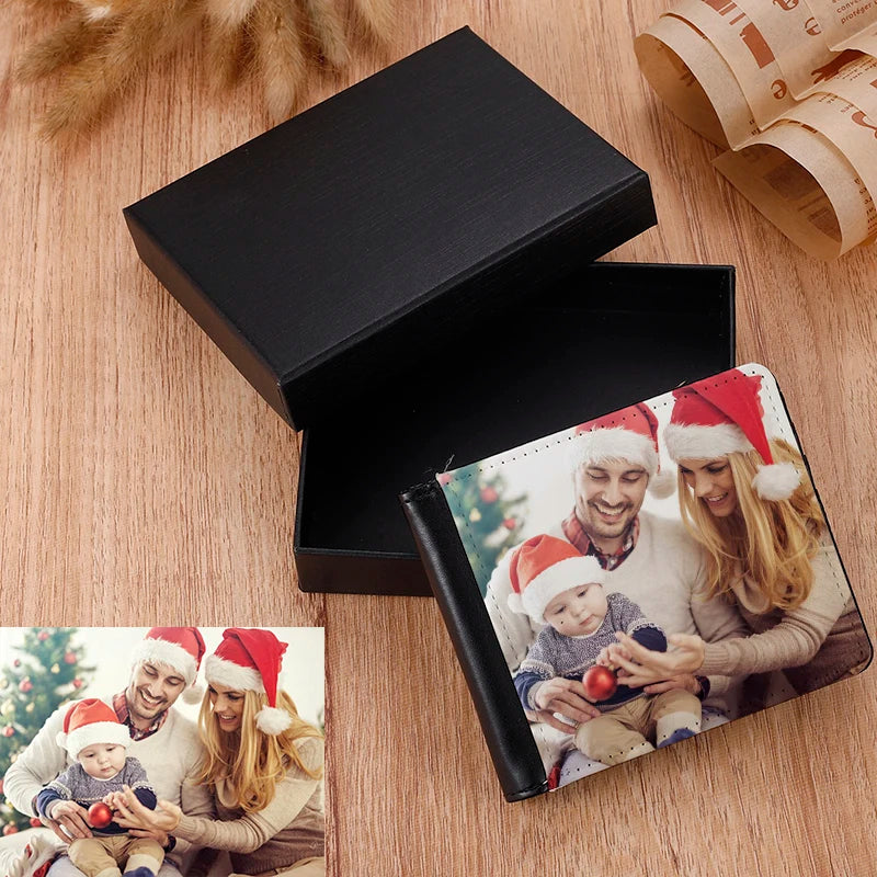 Custom New Man Wallet Custom Short Single-sided Printing Multiple Card Wallet Personalized Color Photos Wallet Christmas Gift