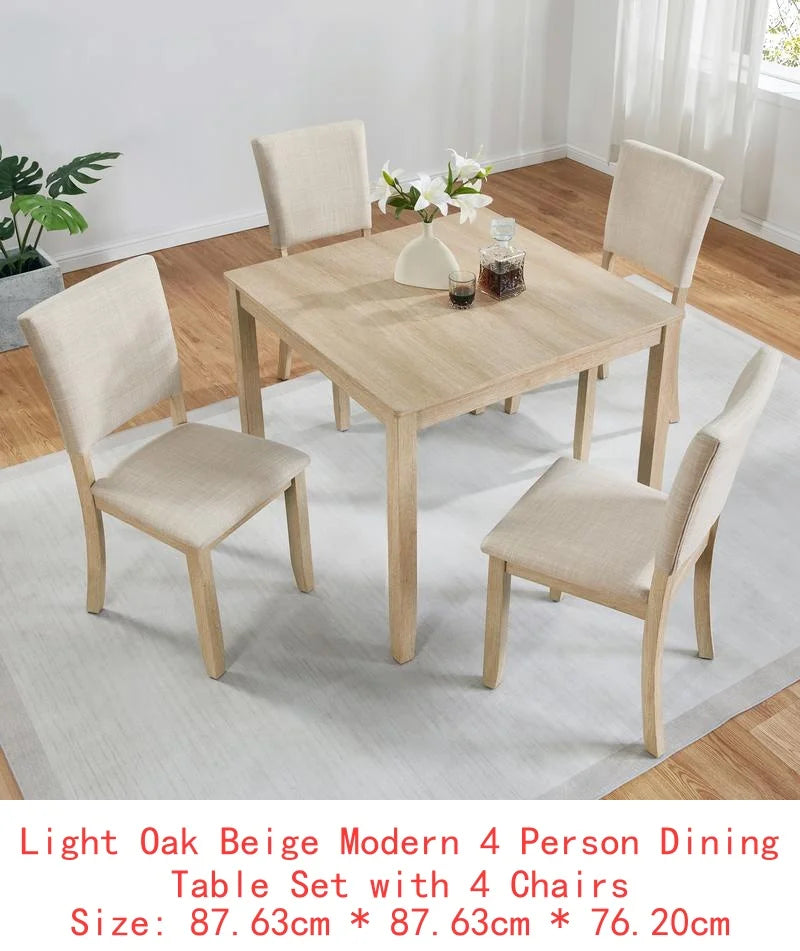Modern 5-Piece Wooden Dining Table Set for 4, Includes 4 Chairs, Ideal for Living Room, Kitchen, and Dining Room, Antique Black
