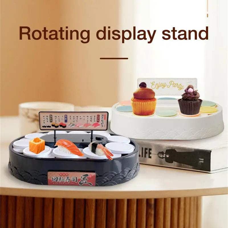 Rotate Sushi Machine 10 trays Automatic Rotating Dessert Cupcake Display Table Swing Tray Wedding Birthday Party Supplies Gift