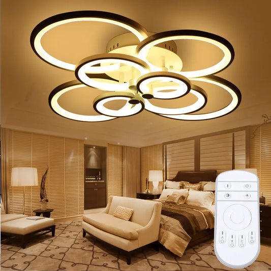 LOYALHEARTD Modern LED Ceiling Light Pendant Lamp Indoor Living Room Dimmable Fixture 8Hesds Flush Mount 3-Color