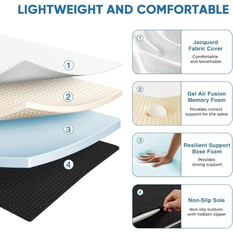 Tri-fold Memory Foam Mattress - 4 Inch Twin Size Portable Floor Bed, Foldable Mat for Kids and Adults