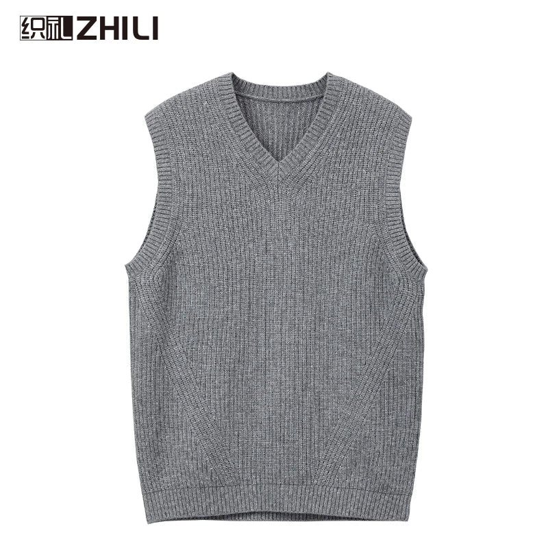 Autumn and winter New Men's V-Neck Knitted Vest Business Casual Classic Style Thick Sleeveless Sweater Vest Male Brand Clothing