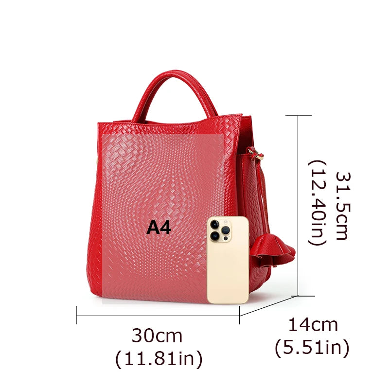 Aidrani Genuine leather fashion women's handbag large capacity luxury weaving patterns 100% soft cowhide bag