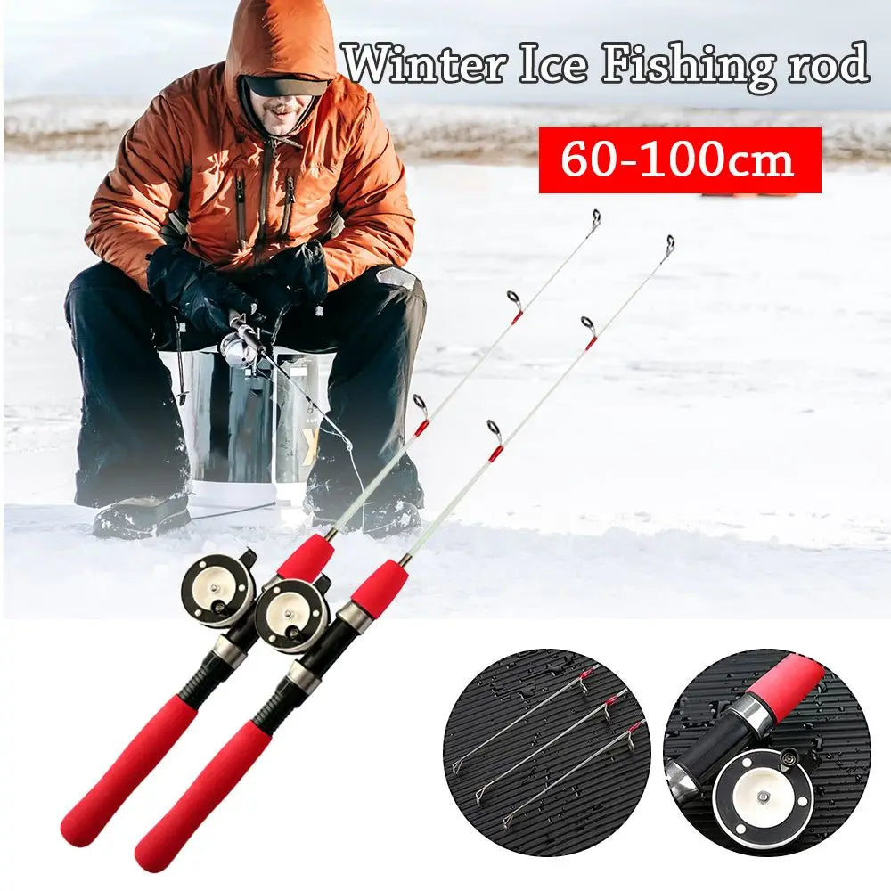 Winter Portable Travel Ice Fishing Rods Tackle Pole Fishing Reels Fishing Tackle