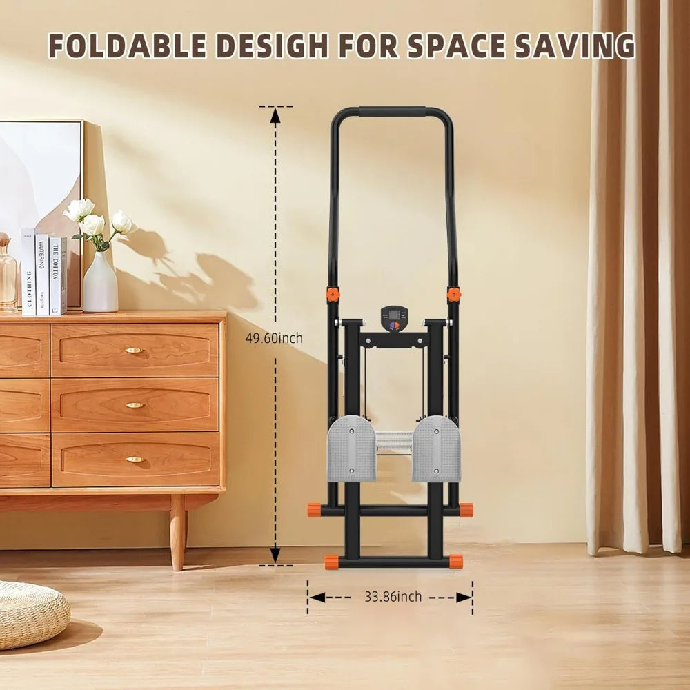 Compact Vertical Climber for Home Fitness: Full-Body Exercise Machine with LCD Display