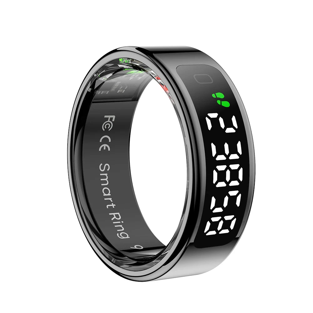 R11 Smart Ring with Display Screen and Touch Health Manager Wireless Charging Fitness Ring 5 ATM Waterproof for Android & iOS