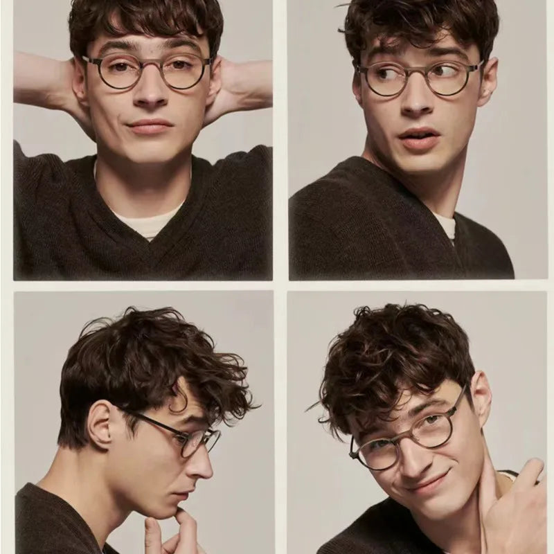 Buffalo Horn Titanium Glasses Frame Men Women Retro Round Myopia Optical Eyewear Denmark Prescription Eyeglasses Frames 1823