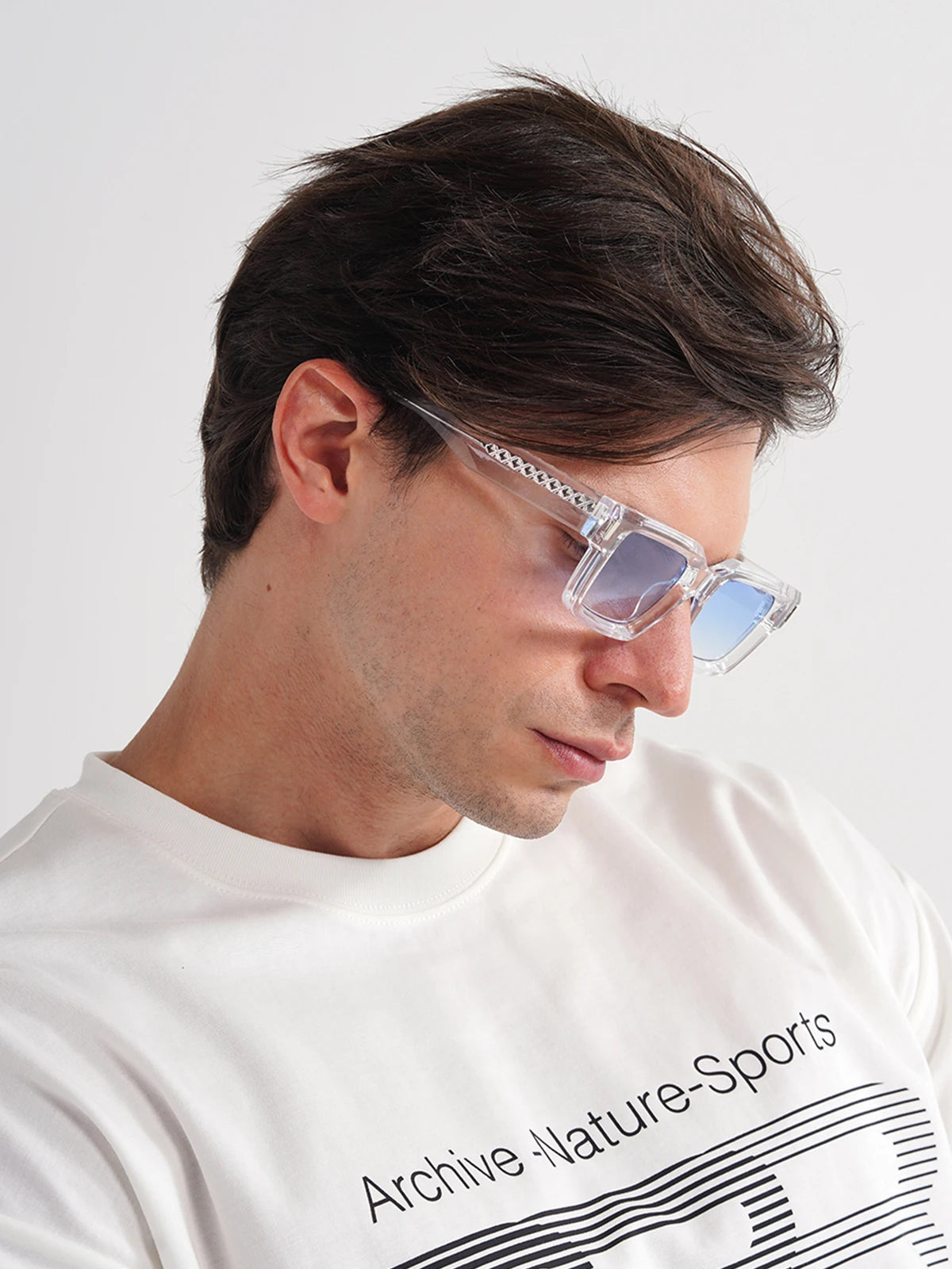 Ruiao 2025 retro black designer sunglasses vintage for women clear luxury square rectangular blue lens man UV400 high quality