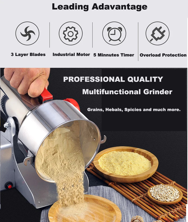 BioloMix Dry Food Grinder Mill 800g 700g - Grain Spice Herb Cereal Coffee Grinder Gristmill for Flour Powder Crushing