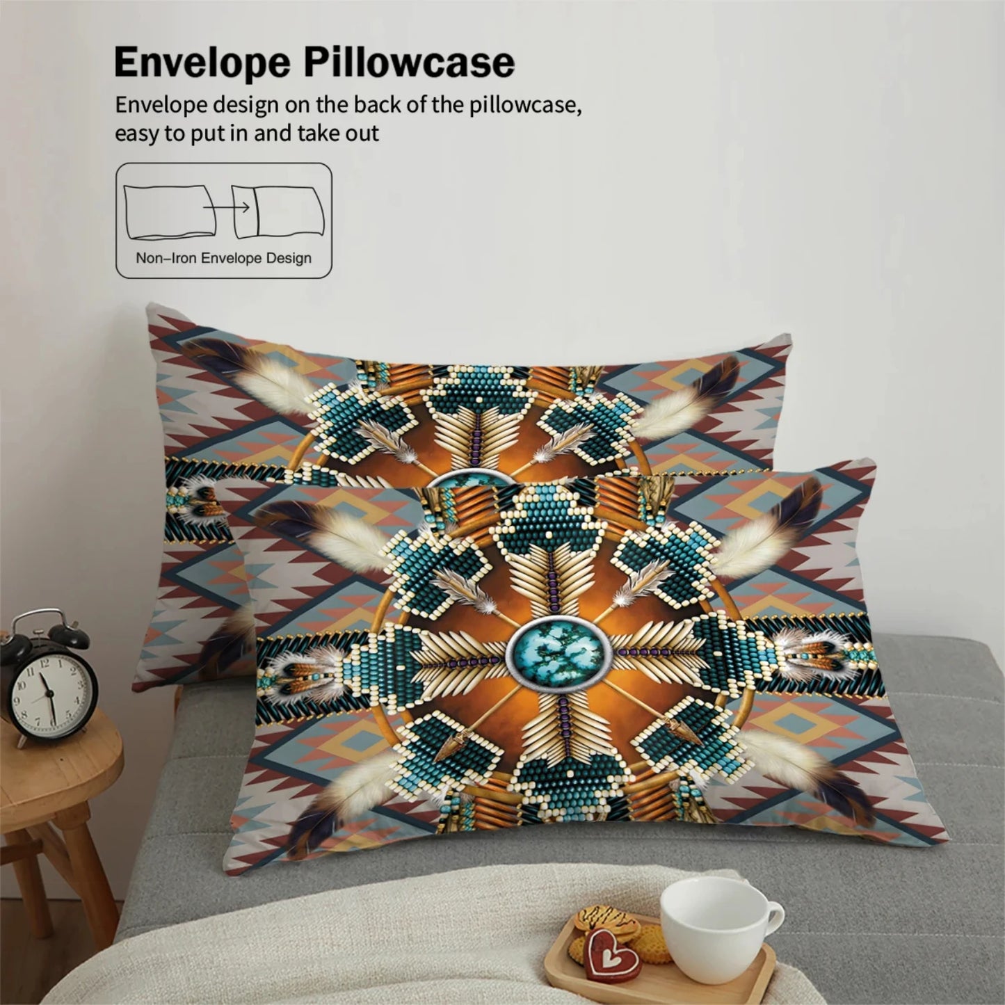 Trendy Western Tribal Style Bead Printed Bedding Set for Single and Double Beds - 3pcs Duvet Cover Perfect for Bedrooms, Hotels,