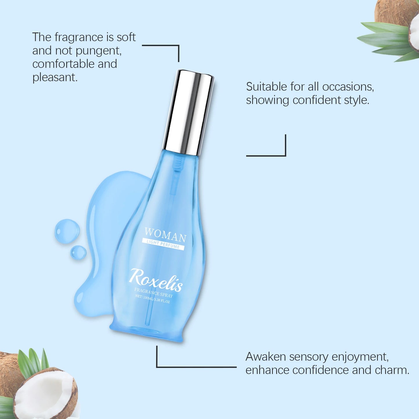 Roxelis Coconut Oriental Perfume Oriental Charm Eau De Toilette Spray Fresh Coconut Fragrance Elegant Perfume