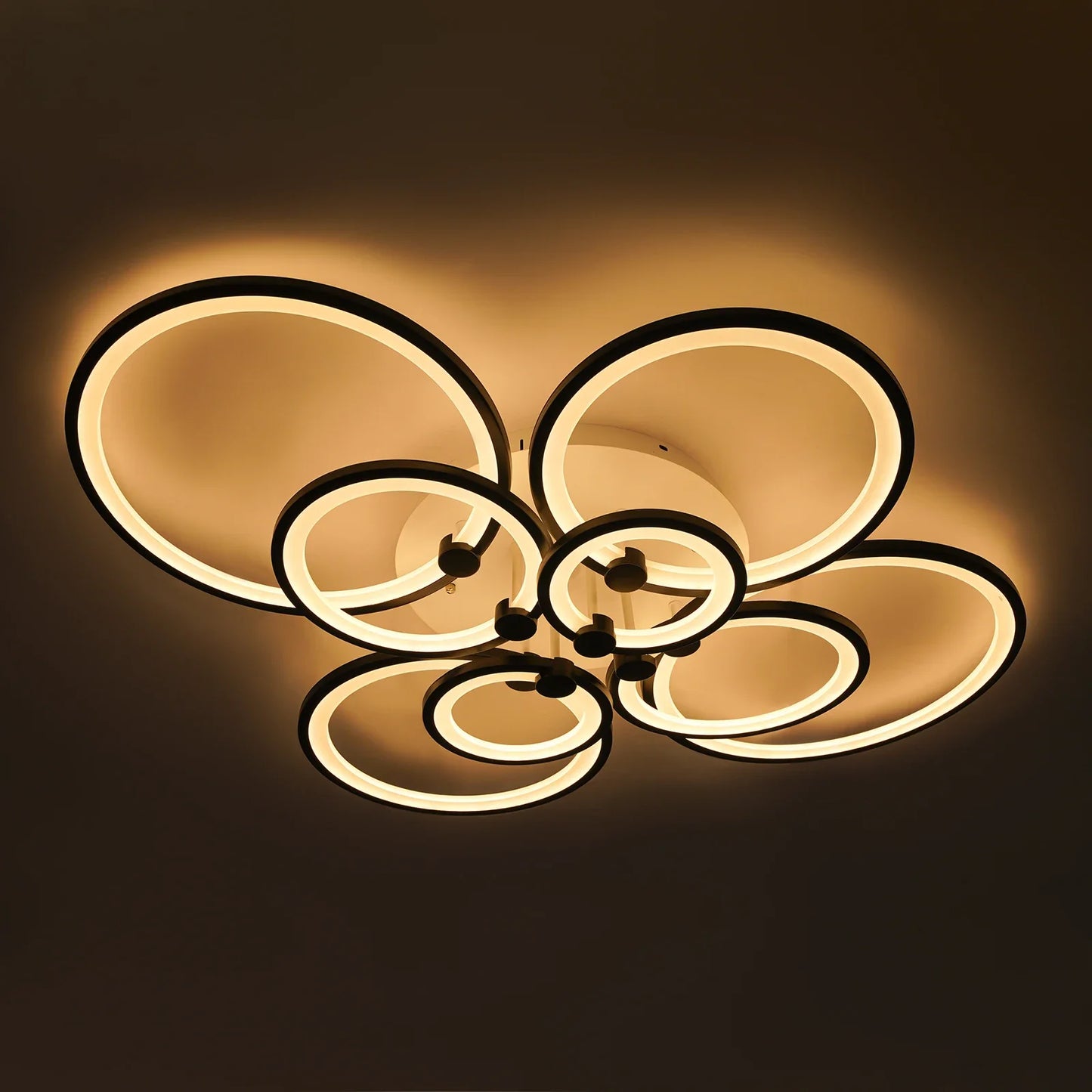 Modern LED Ceiling Light Fixture w/ Remote Control, Clear Acrylic Shade, Semi Flush Mount Ceiling Light Chandelier 8 Head