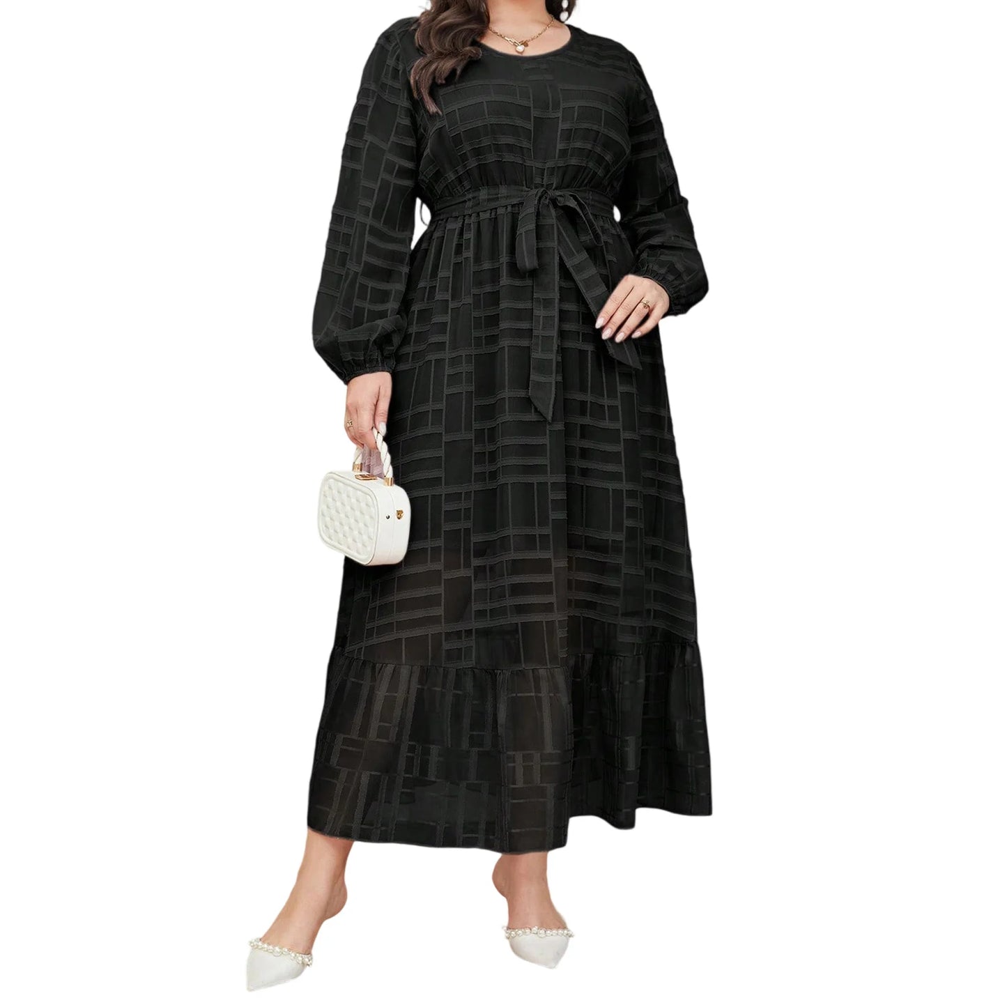 Elegant Women s Plus Size Maxi Dress with Floral Print and V-Neckline Perfect for Evening Events and Special Occasions