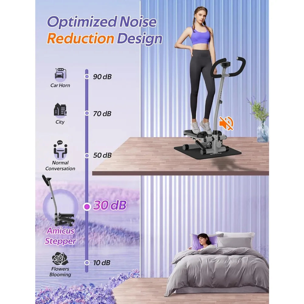Home Fitness Stair Stepper with Handlebar and Resistance Band