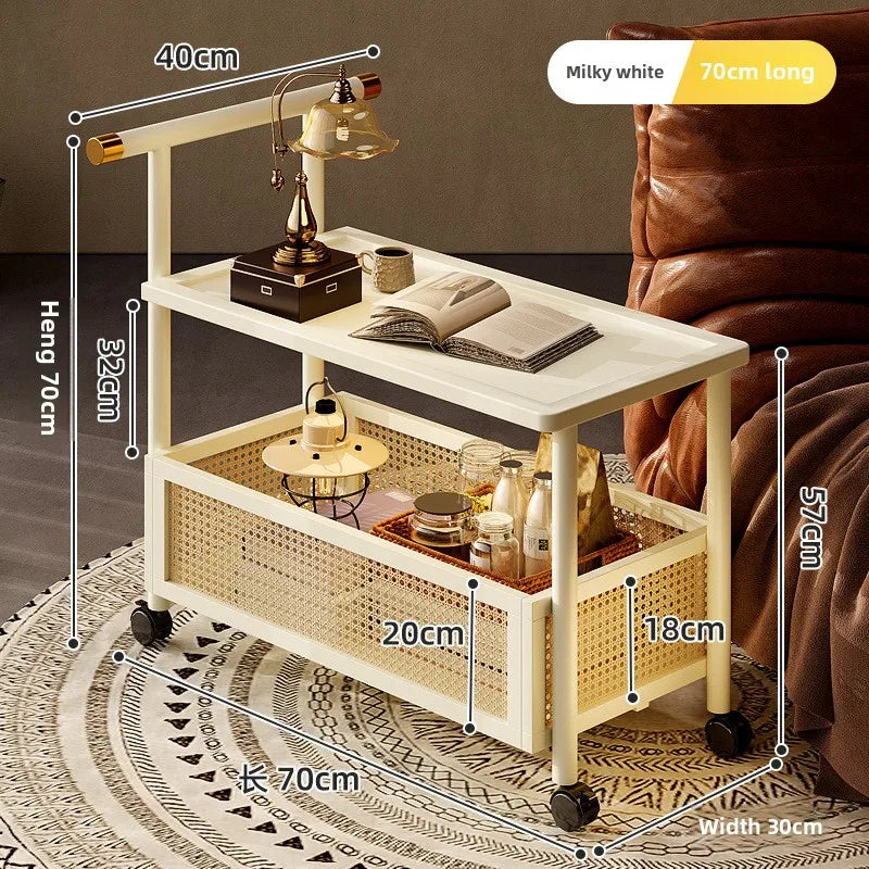 Sofa side table, antique style tea table, mobile tea table, small push table, solid wood tea cart