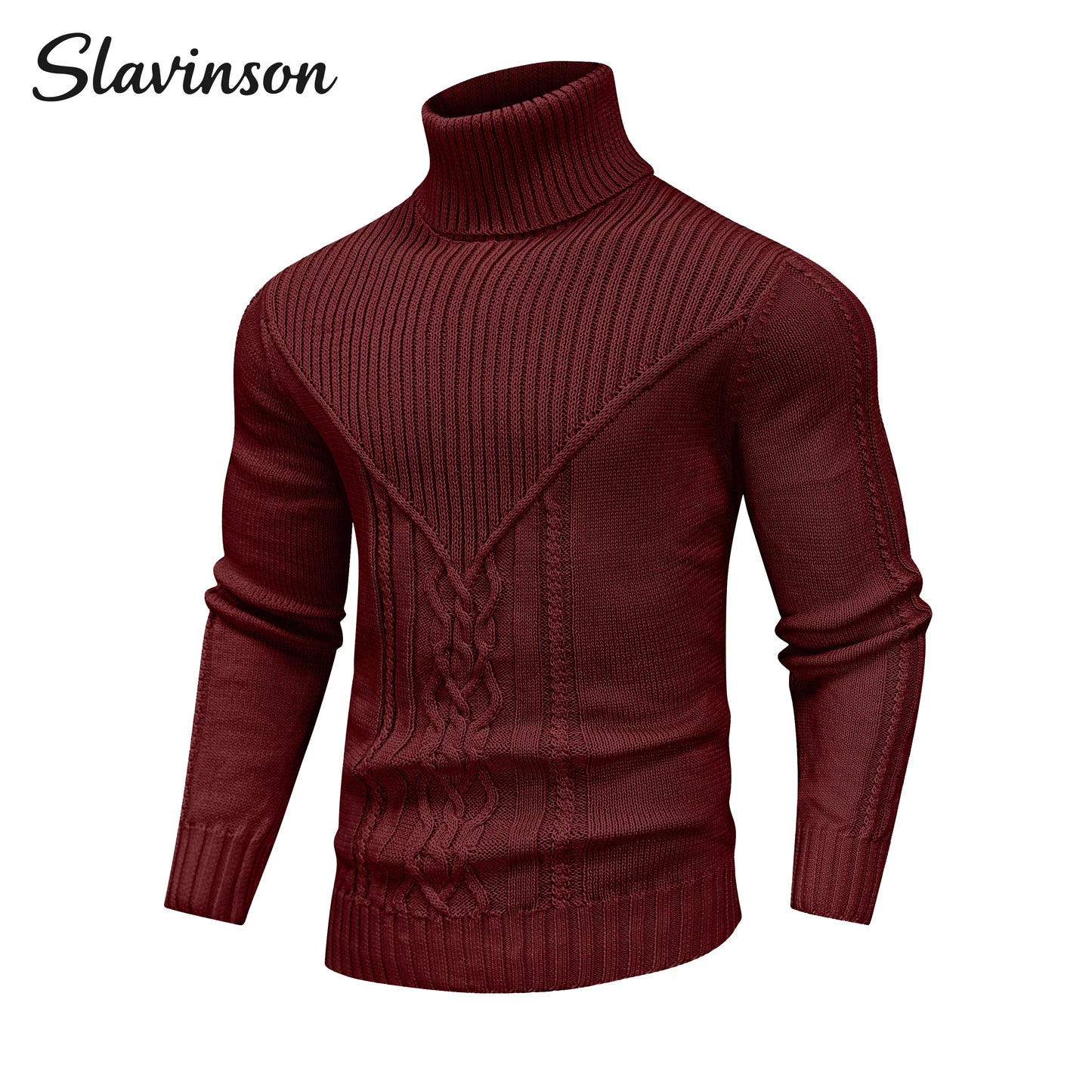 Men's Autumn Outfit: Turtleneck Sweater with Exquisite Cable Knit Patterns, Comfortable and Warm Fabric, Daily Commuting