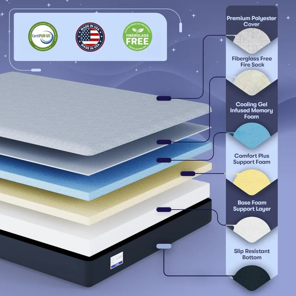 Adjustable Bed Base (Frame) + 8 inch Gel Memory Foam Mattress (Firm), Easy Assembly, Head and Foot Lift, Zero Gravity