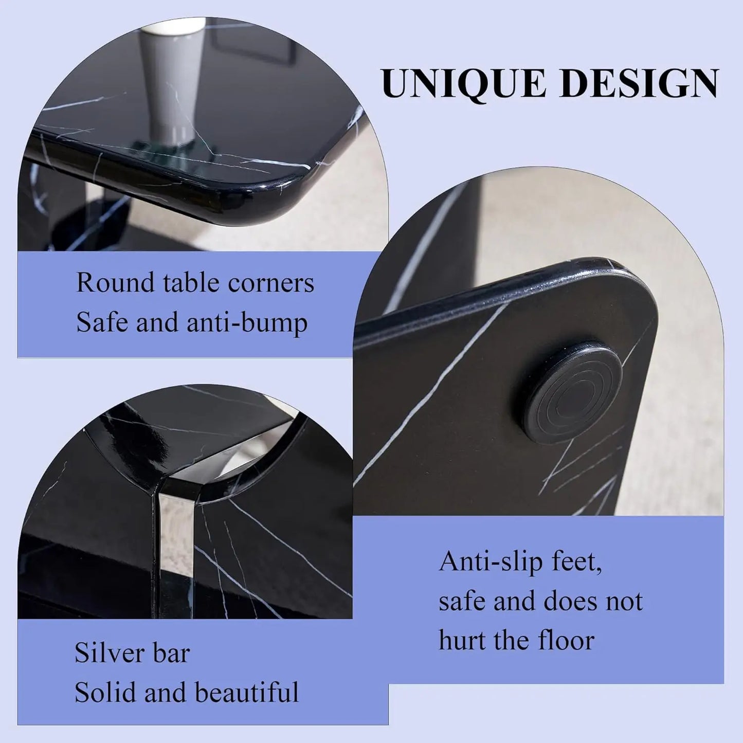 43.3 Inch Faux Marble Coffee Table, Large Modern Coffee Tables for Living Room, Rectangular Center Table Tea Table Accent Furnit