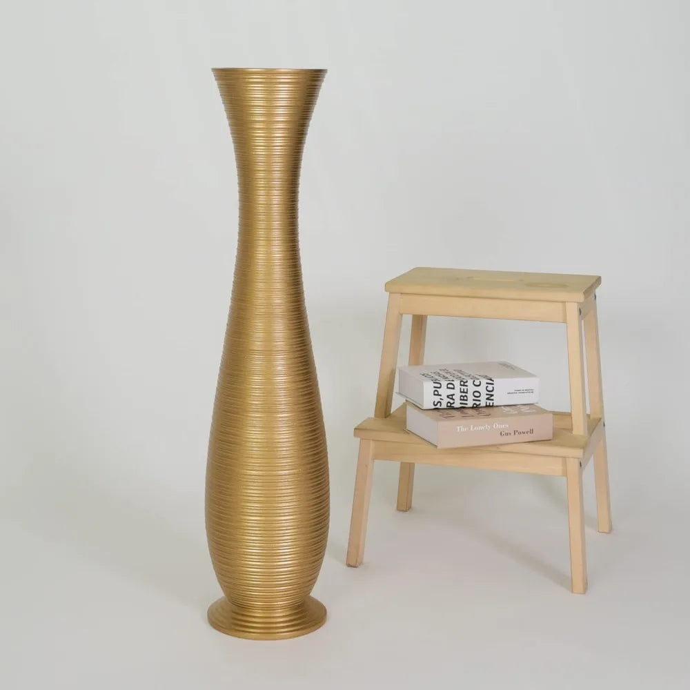 Large Wooden Floor Vase for Home Decor - 34 Tall Farmhouse Style, Ideal for Displaying Fake Plants and Pampas Grass