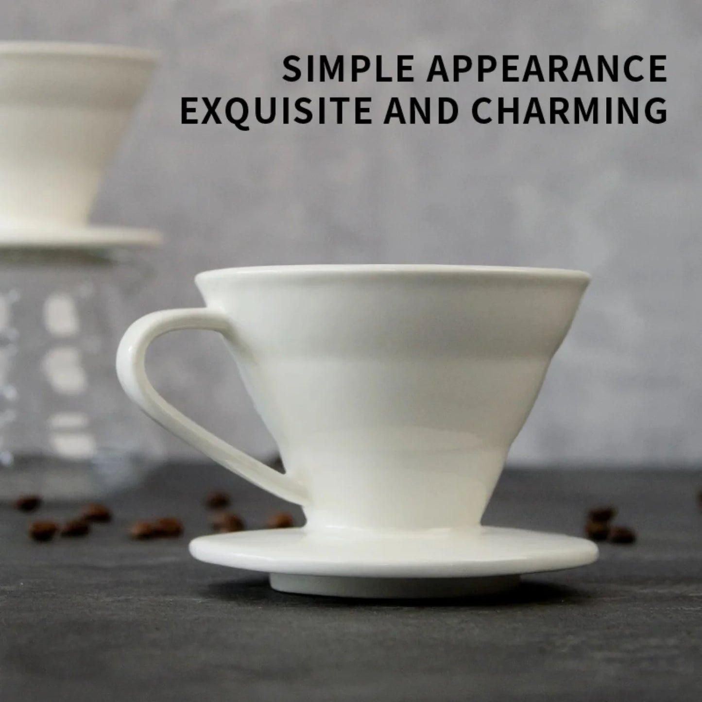 1PC V-Shaped 60 Ceramic Coffee Dripper Pour Over Cone  V Shape Drip Brewing Filter Cup Coffee Maker  White, 2 Cup，4 Cups