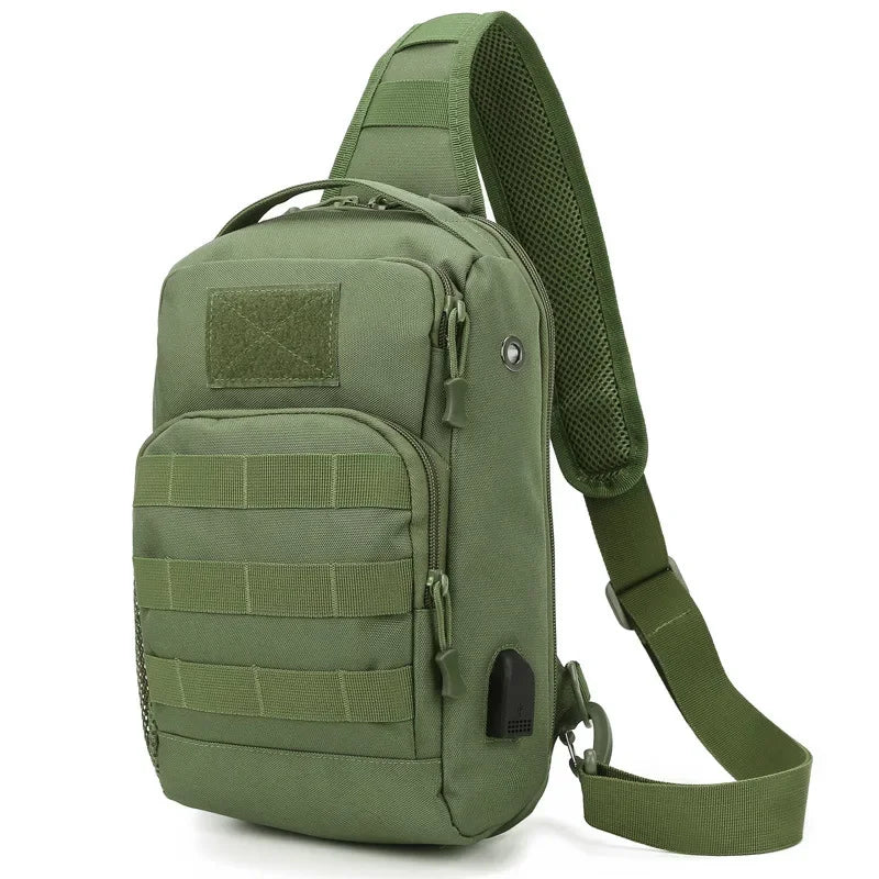 USB Tactical Chest Bag Sling Backpack Handbag Men Outdoor Sports Fishing Pure Hiking Travel Hunting Camping Shoulder Men Bags