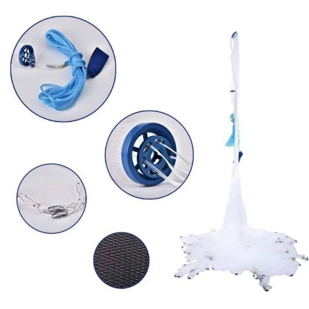 Firm No Circle American Style Fishnet Hand Cast 1 Finger Grid Fishing Net Flexible Swivel 4.8m Cast Fish Net Fishing Accessories