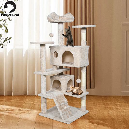 Passerscat Cat Tree House Cat Tower For Indoor Multi-Level Cats Condos With Scratching Posts Padded Top Perches Cat Pet Products