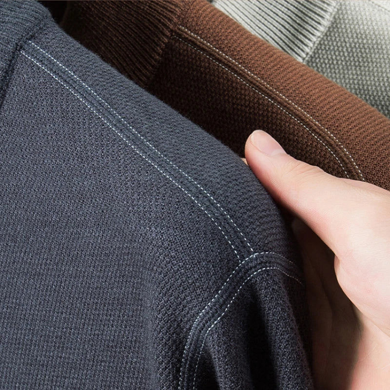 High Quality Velvet Thickening Sweater Bottoming Shirt, Men's Half Zip Pullover, Casual Loose New Warm T-shirt, Knitwear