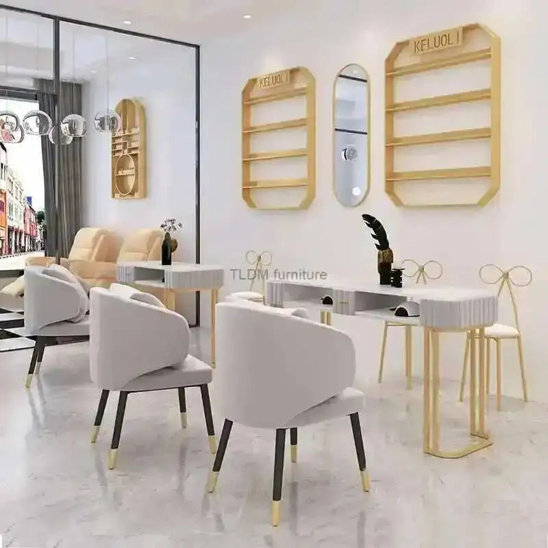 Nordic Slate light Tables Professional Nail luxury Double Manicure Table Salon Furniture beauty salon Manicure Table Chair Set Z