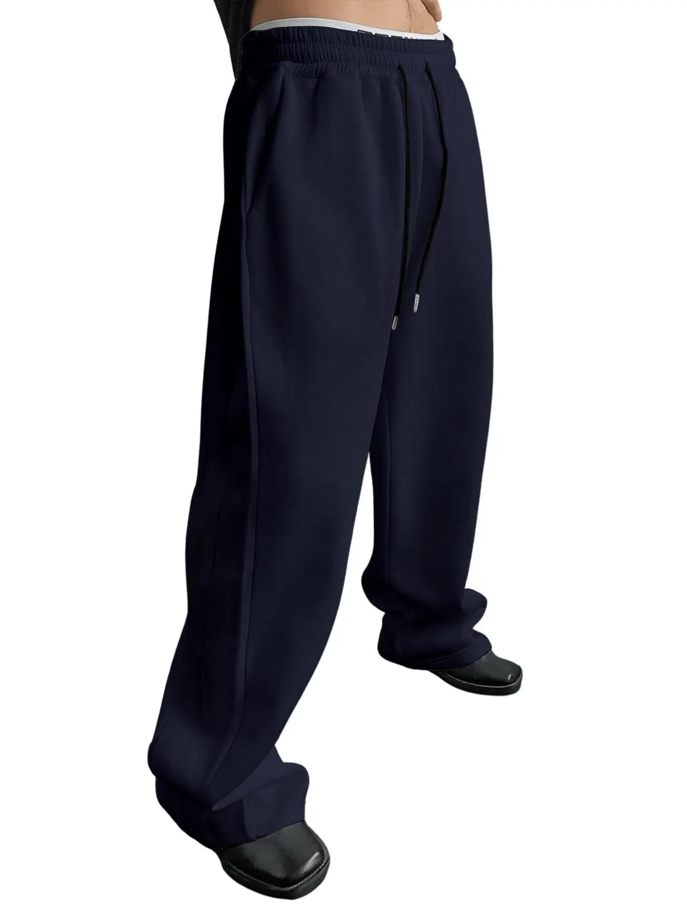 2025 men's sweatpants with drawstring waist, straight leg, wide leg, loose fit, sports pants with pockets