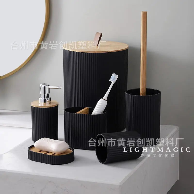 6 Piece Bathroom Accessories Set Modern Bathroom Essentials Set with Soap Dispenser Soap Dish & Toilet Brush