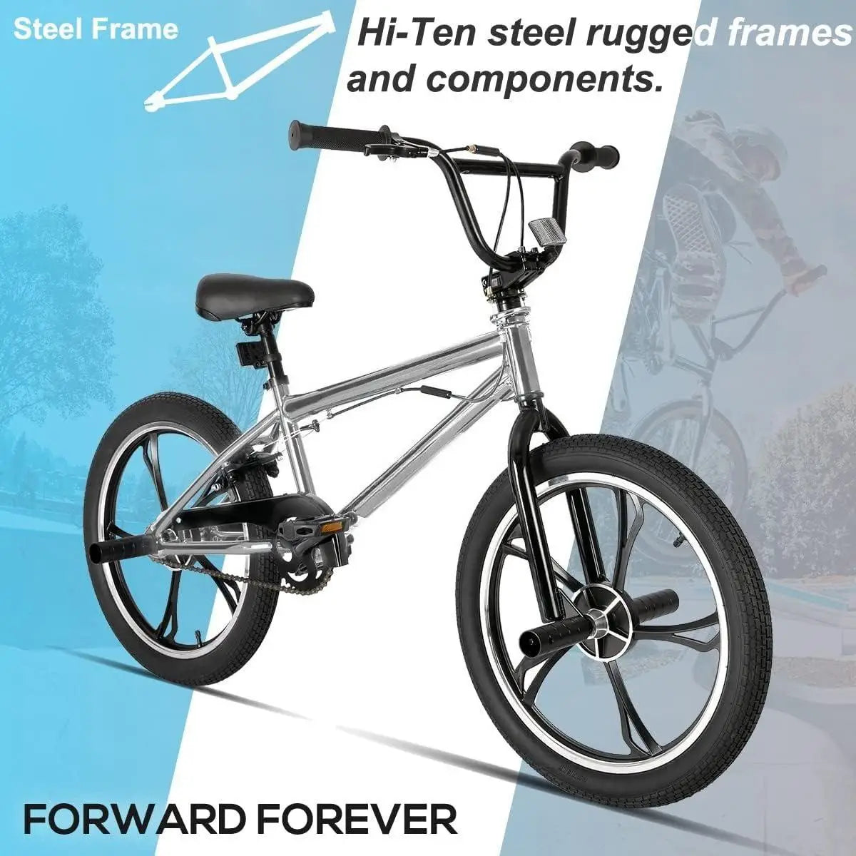 20 Inch 5 Spoke Kids BMX Bike for Boys Girls Ages 5-12, 360 Degree Rotor Freestyle, 4 Pegs Single Speed Kid’s BMX Bicycle,