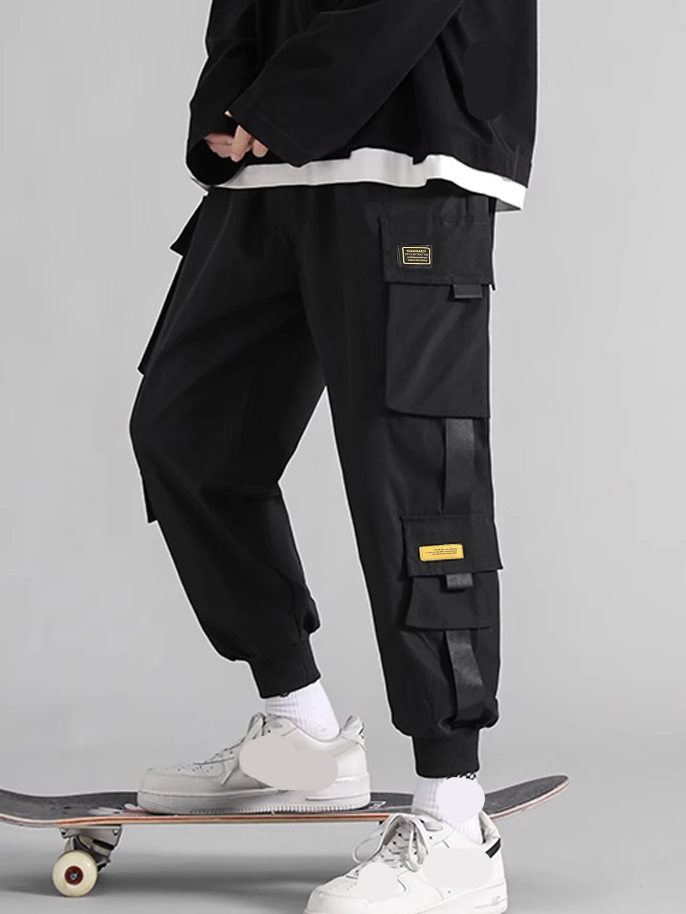 Khaki Grey Cargo Pants Men Cotton Militar Safari Multi-Pockets Denim Pants Men Street Casual Spring Autumn Trousers Joggers