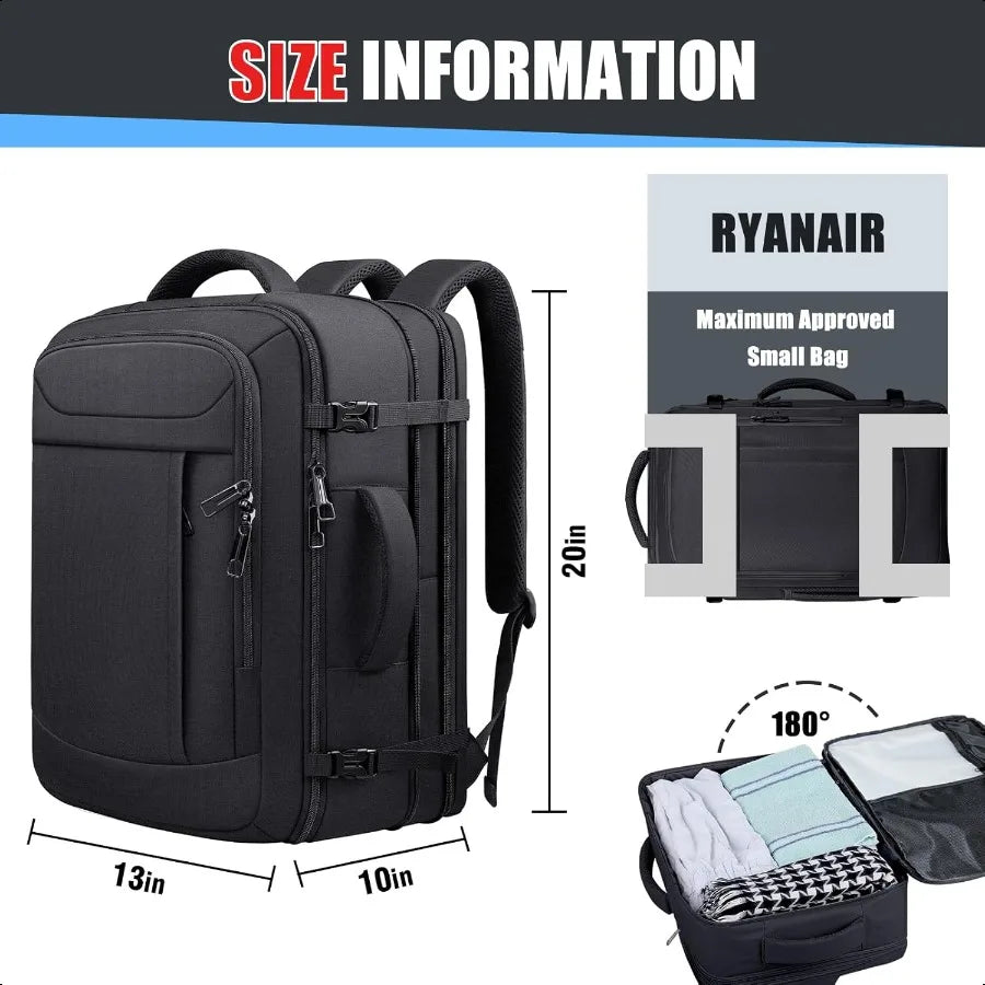 Carry On Backpack 50L Travel Backpack AntiTheft TSA Flight Appd Large Laptop Bag for Men Waterproof Pocket Lightweight Expandab