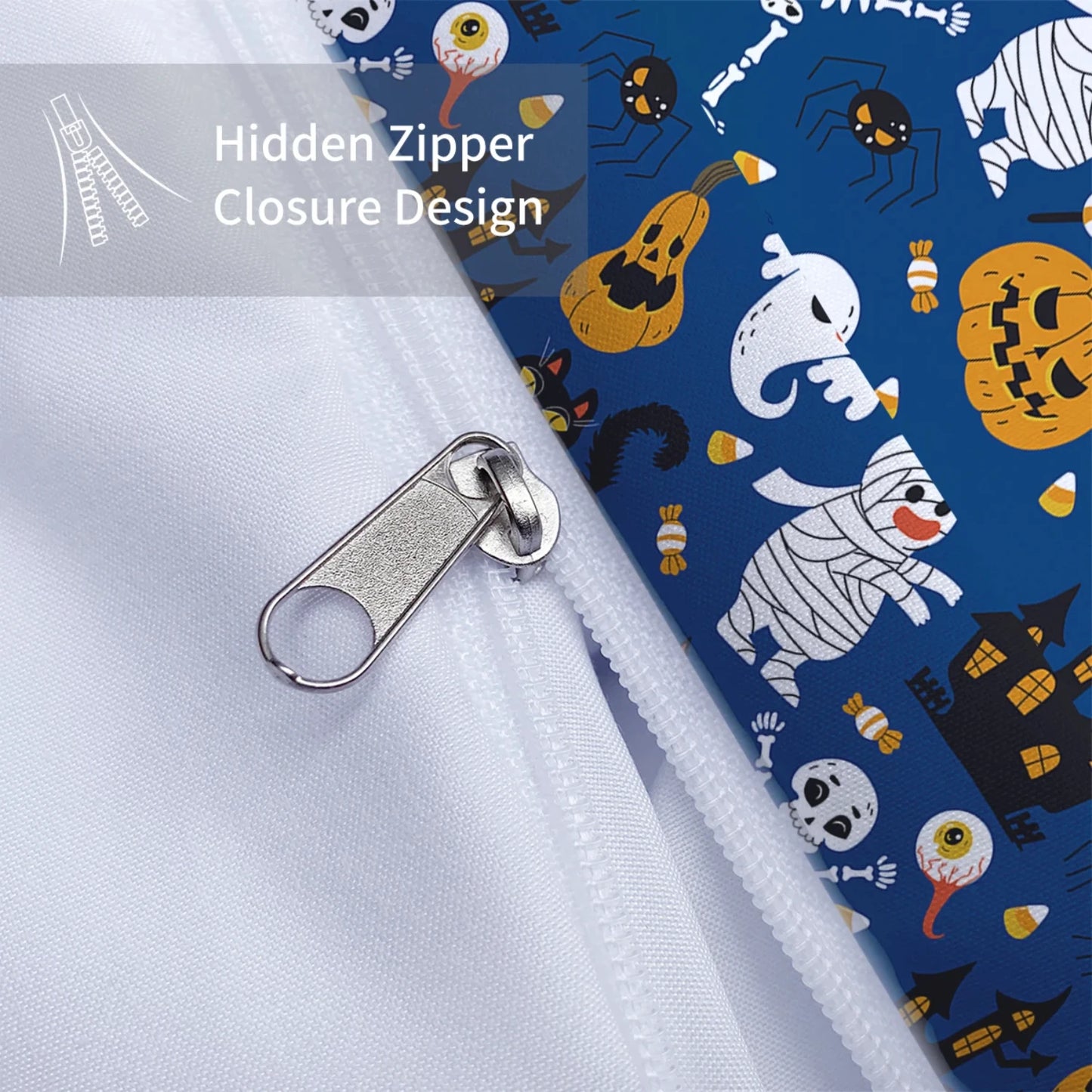 Cozy 3pcs Cartoon Halloween Bedding Set for Bedrooms, Guest Rooms, and Hotels - Includes Soft Down Duvet Cover and Two Pillowcas