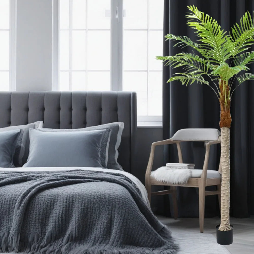 2pcs Artificial Palm Tree 7ft Tall Fake Plants Tropical Leaves Home Decors