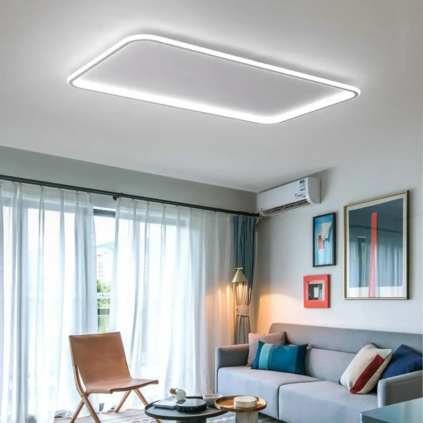 Modern Dimmable LED Strips Ceiling Light Chandelier Lamp Flush Mount w/ Remote Control Pendent Light Lamp