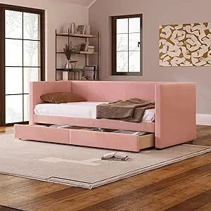 Upholstered Daybed with Drawers, Modern Twin Sofa Bed Daybed Frame for Bedroom Living Room Guest Room,