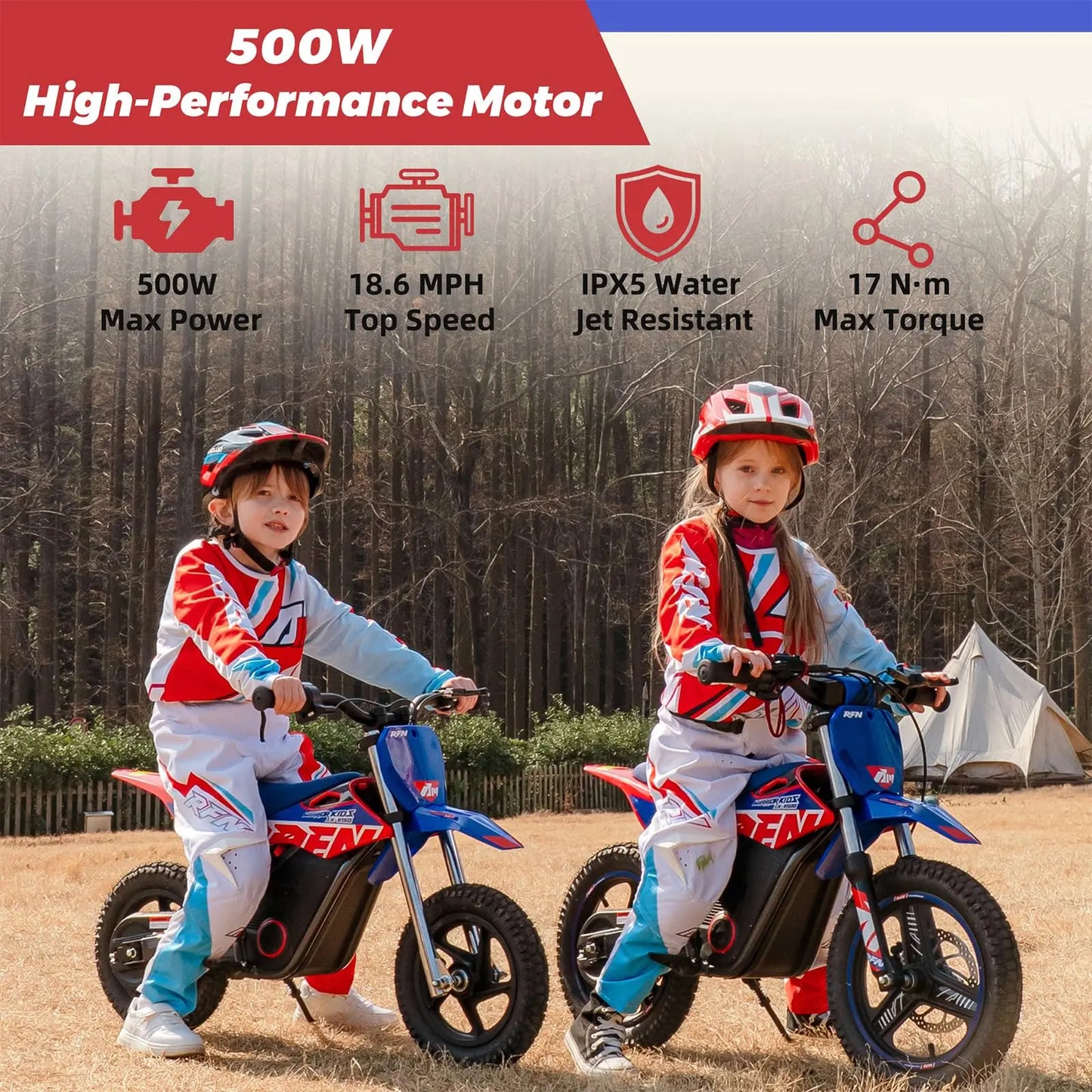 RFN Electric Dirt Bike For Kids-Motorcycle With 700W | 21.7 mph Max Speed, 15.5-Mile Range & 3 Speeds Off-Road Bike for Ages 4-8