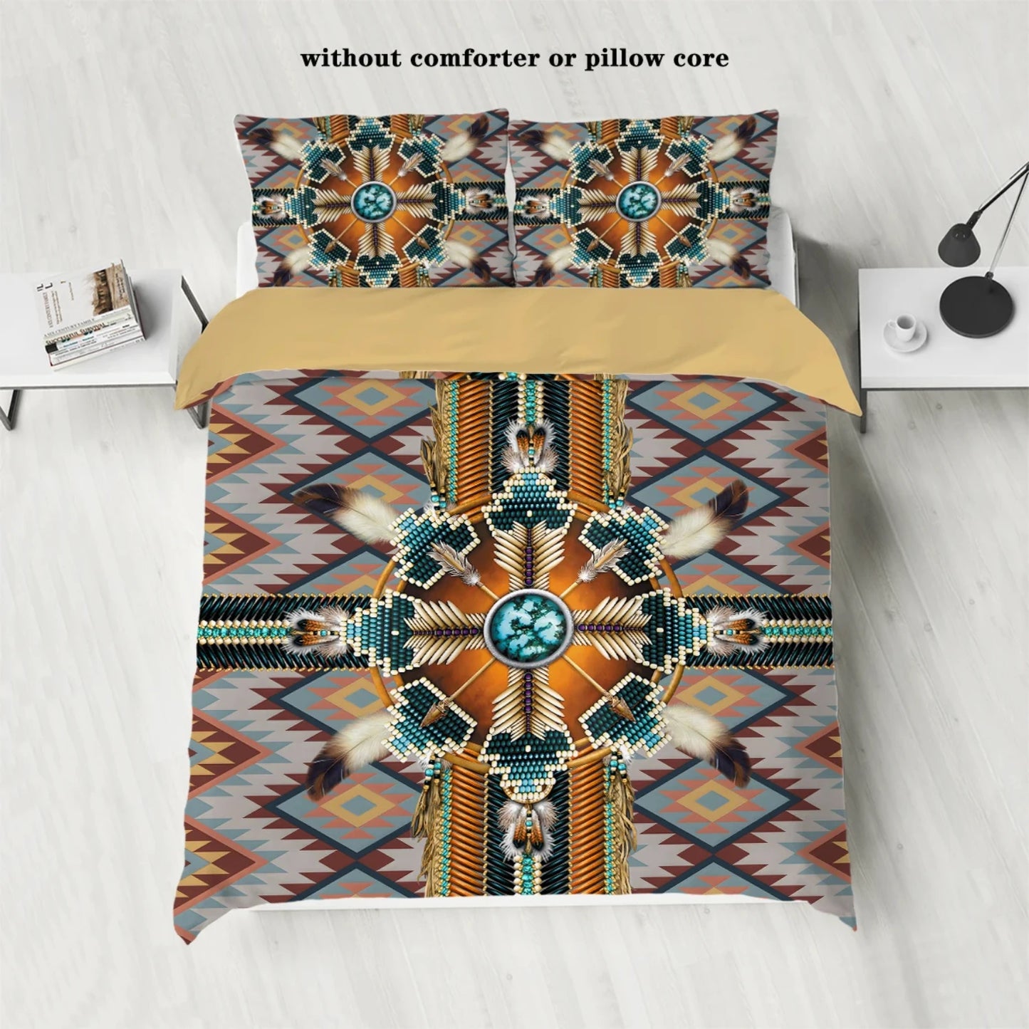 Trendy Western Tribal Style Bead Printed Bedding Set for Single and Double Beds - 3pcs Duvet Cover Perfect for Bedrooms, Hotels,