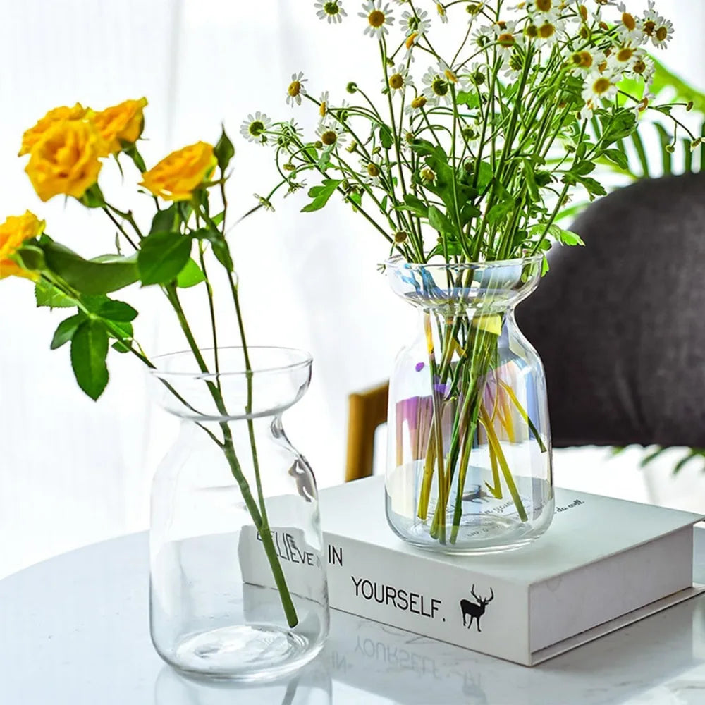 glass vases for decor, modern decorative flower vase centerpieces table home indoor desk decor living room, kitchen, office wed