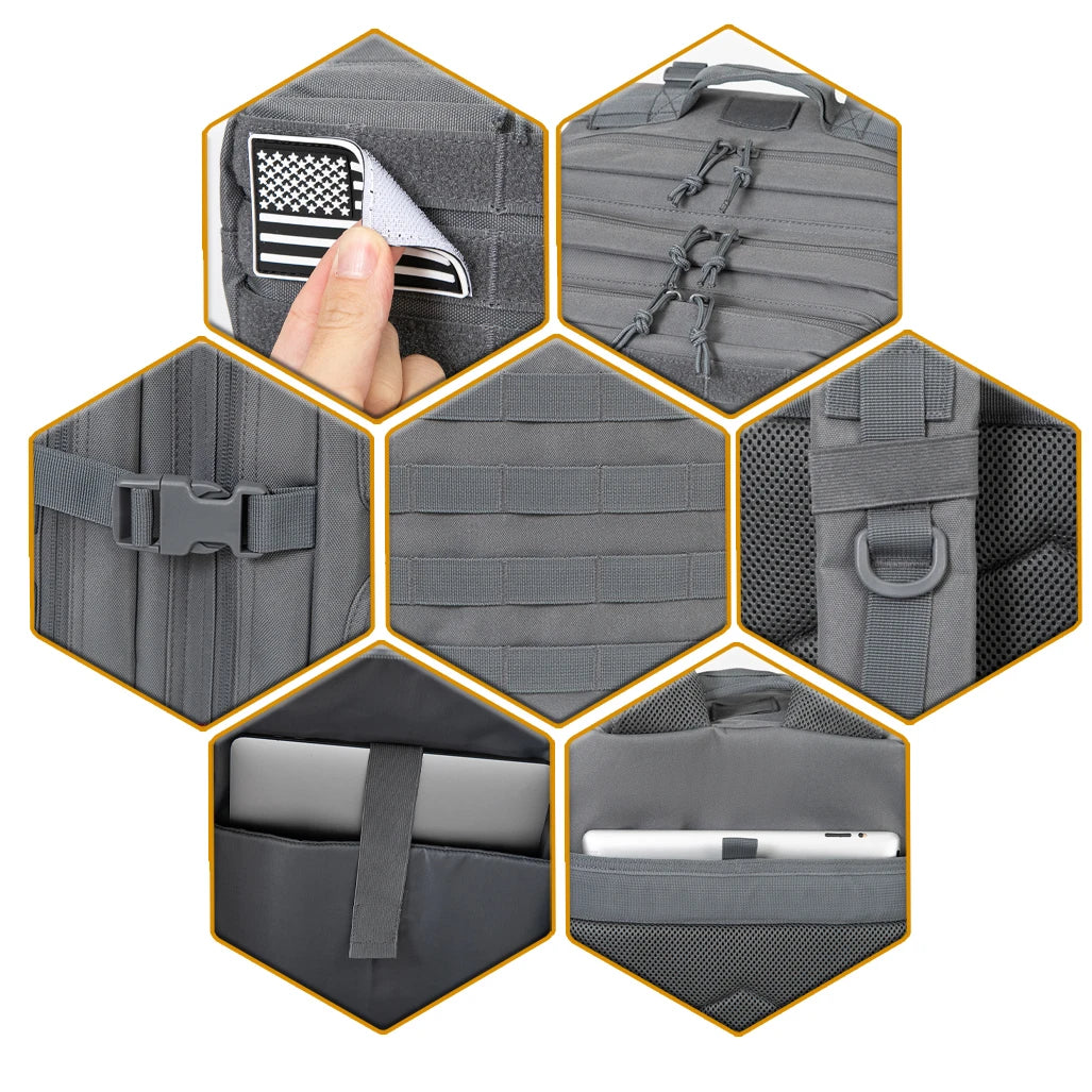 QT&QY 45L Tactical Backpack Molle for survival Assault Pack CCW 3 Day survival Bag Hiking Treeking Rucksack heavy duty backpack