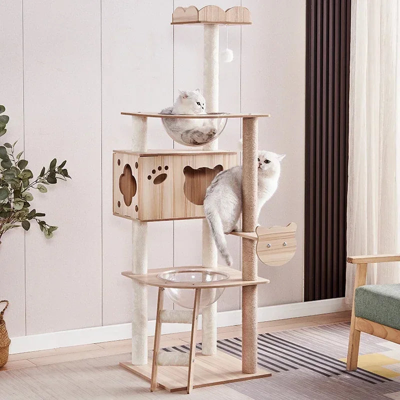 Adjustable Multi-Level Floor To Ceiling Cat Tower Cats Condo Pet Products with Scratching Post Hammock Cat Tree House Sisal Rope