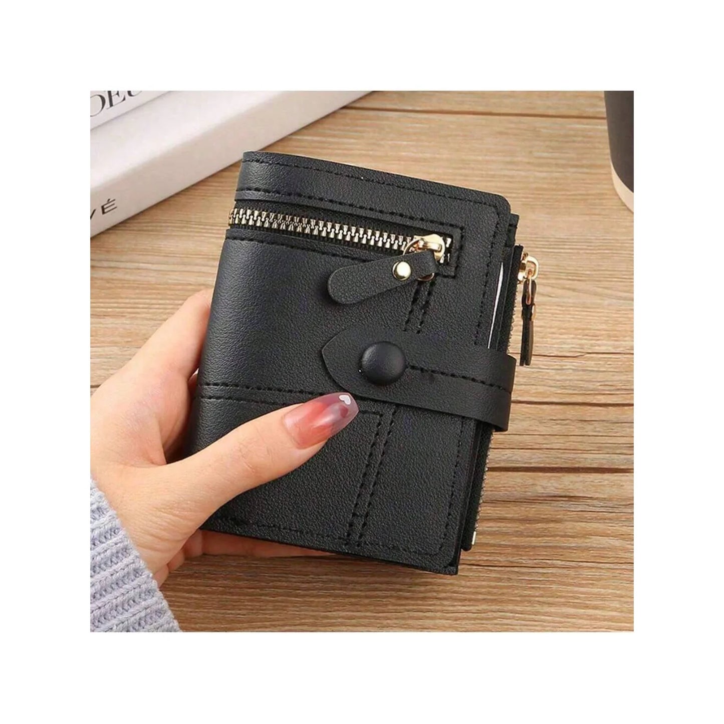 Women's Wallet With Large Capacity Snap Closure Coin Pocket, Foldable Multi-Functional Clutch Handbag With Multiple Zipper Card